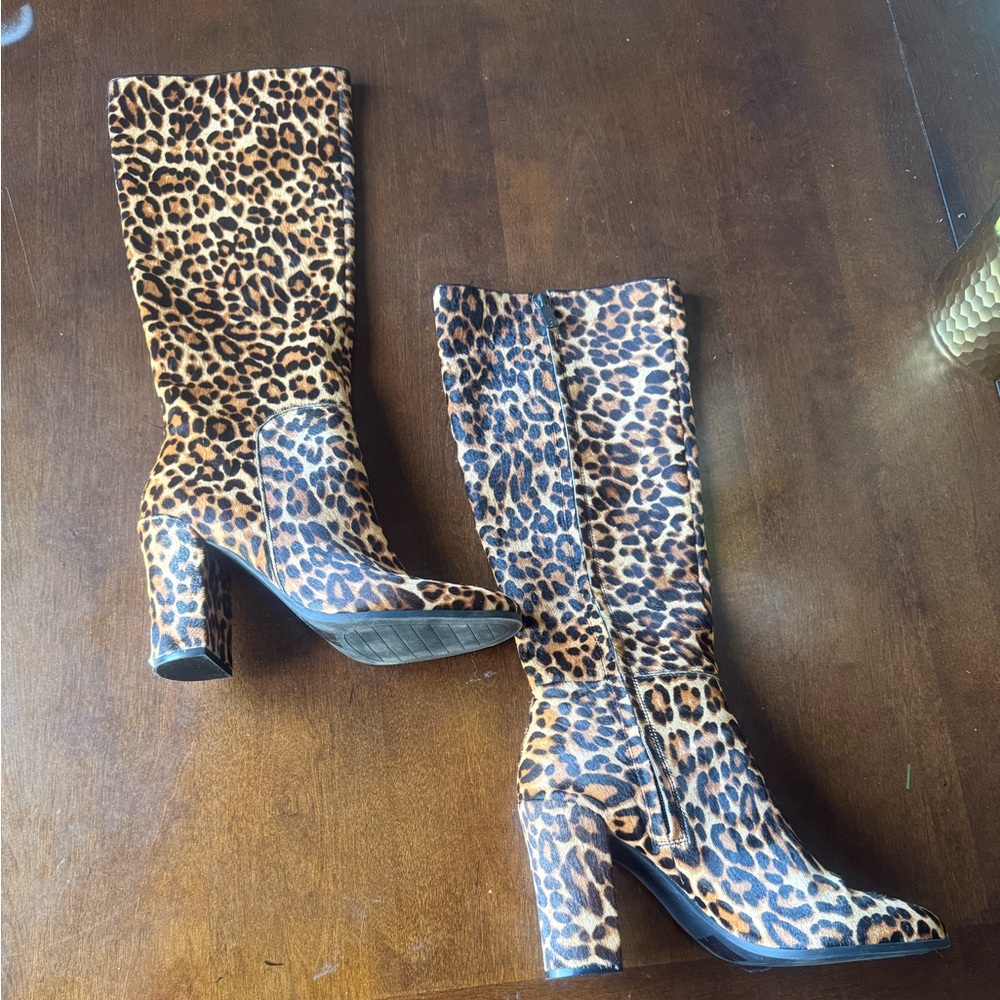 Kenneth Cole Leopard Print Heeled Boots